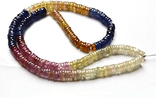 1 Strand Natural 15 inch Stands Extremely Super Finest, AAA Multi Color Sapphire Faceted Shape Tyre Cut Beads 5 to 5.5 MM
