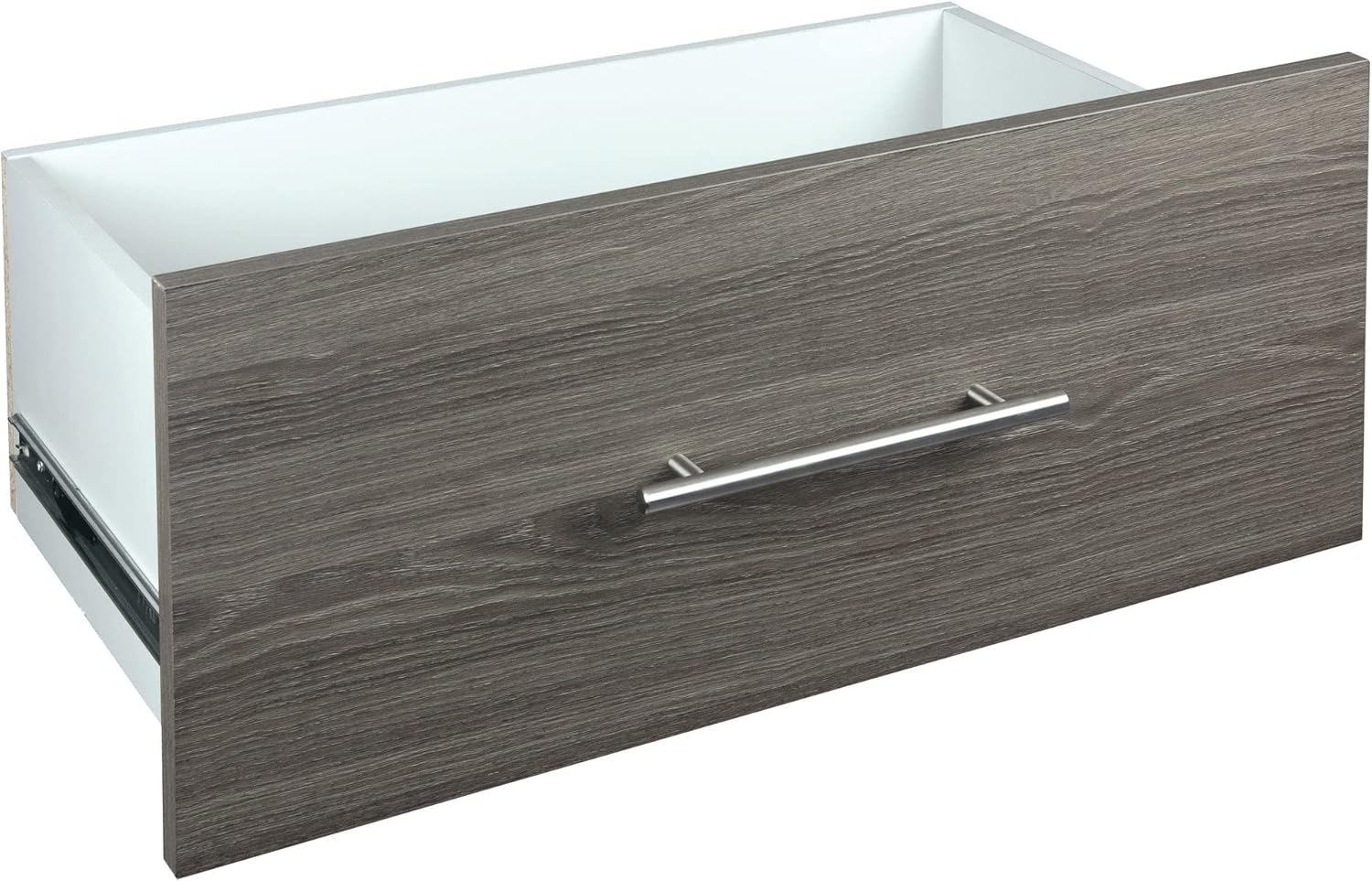 ClosetMaid SuiteSymphony Wood Closet Drawer, Add On Accessory, Modern Style, For Storage, Closet, Clothes, 25” x 10” Size for 25 in. Units, Graphite Grey/Satin Nickel