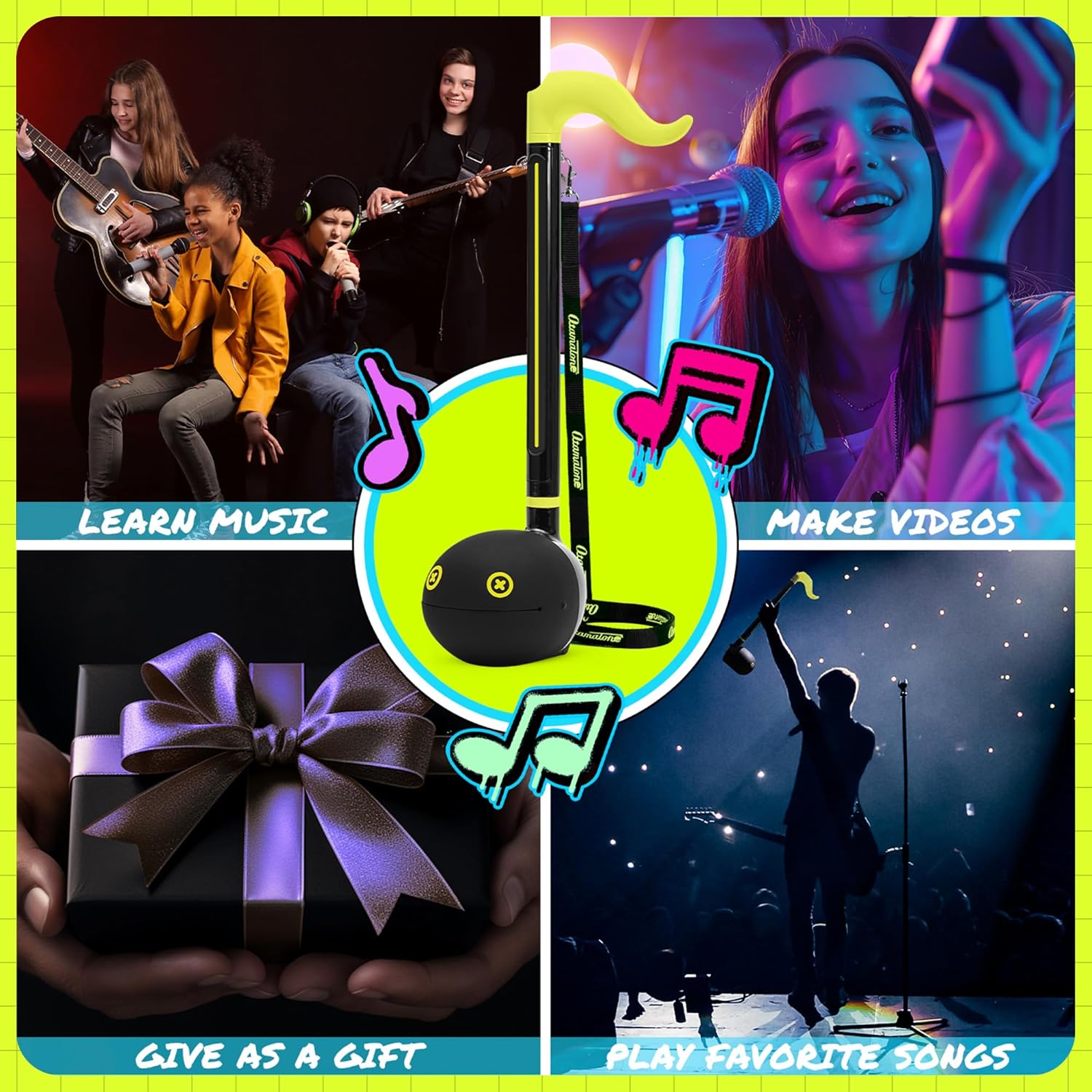 Otamatone Deluxe Electronic Musical Instrument for Adults Portable Synthesizer Digital Electric Music from Japan by Maywa Denki Cool Stuff Gifts, Monster (Lime Green) [English Manual]