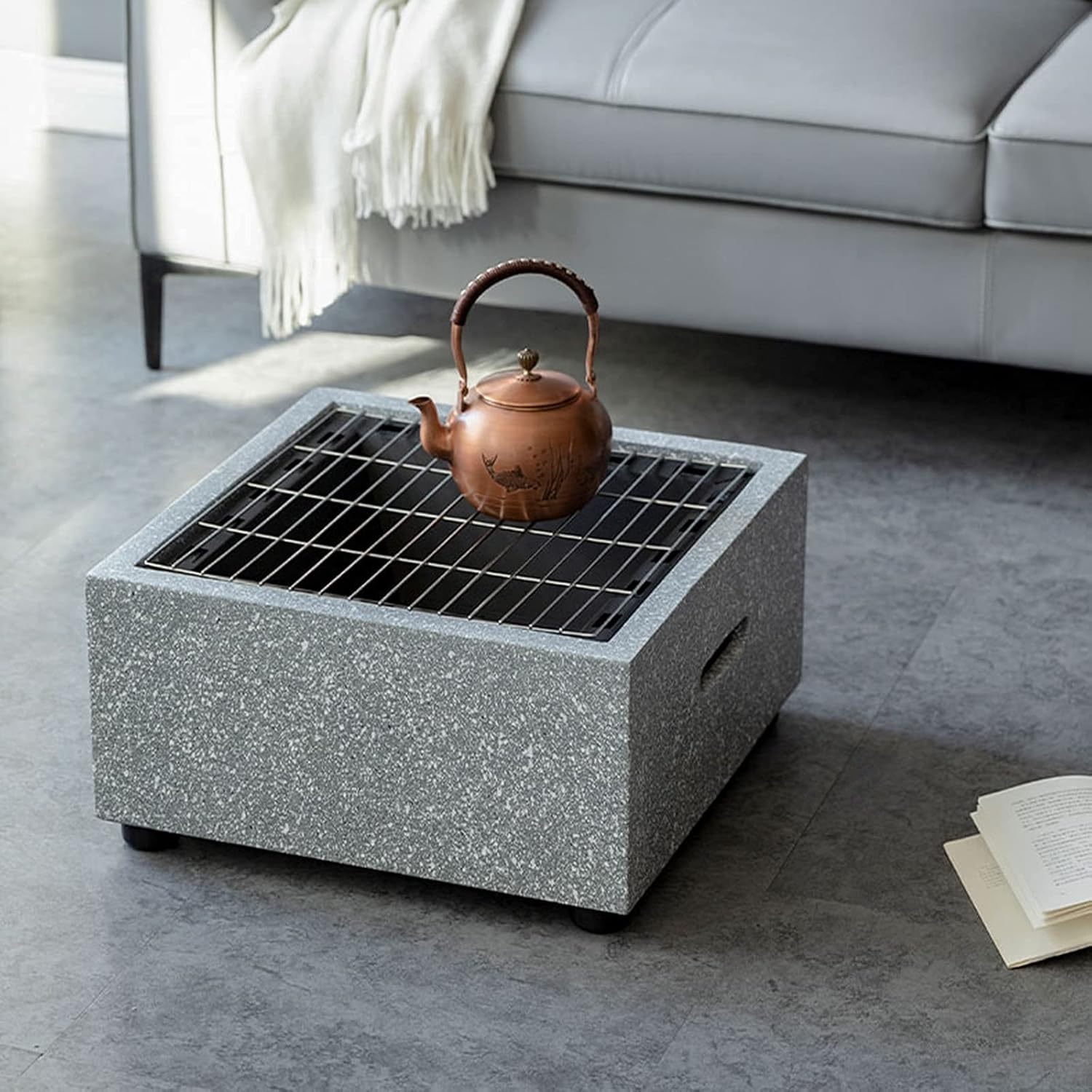 Fire Pit Outdoor fire Pit Table, Square Wood-Burning fire Pit on Home Terrace, Outdoor Charcoal smokeless Grill