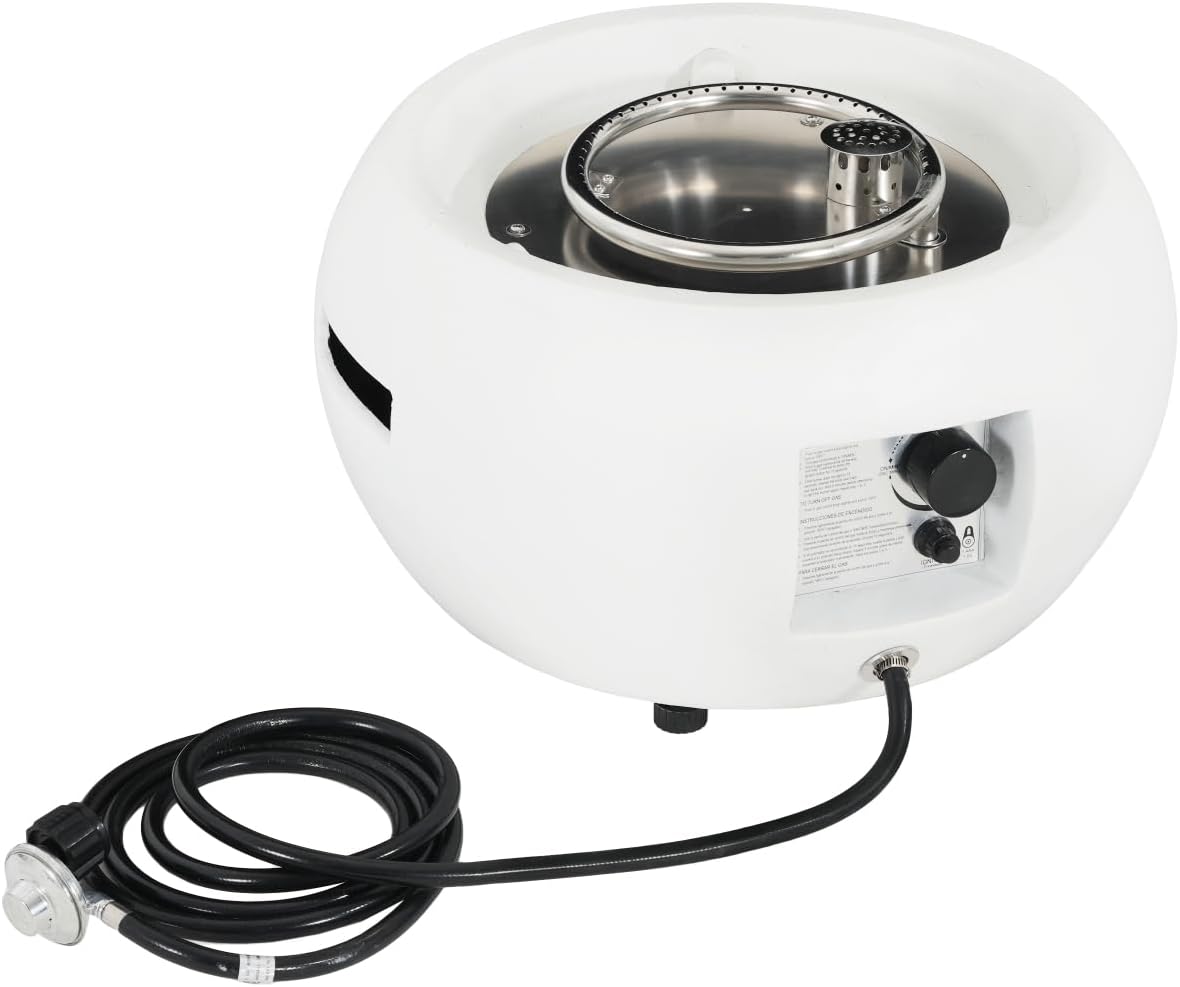 Patio Propane Fire Pit 40000Btu White Magnesium Oxide Efficient Warmth Outdoor Lawn Porch Cozy Gatherings