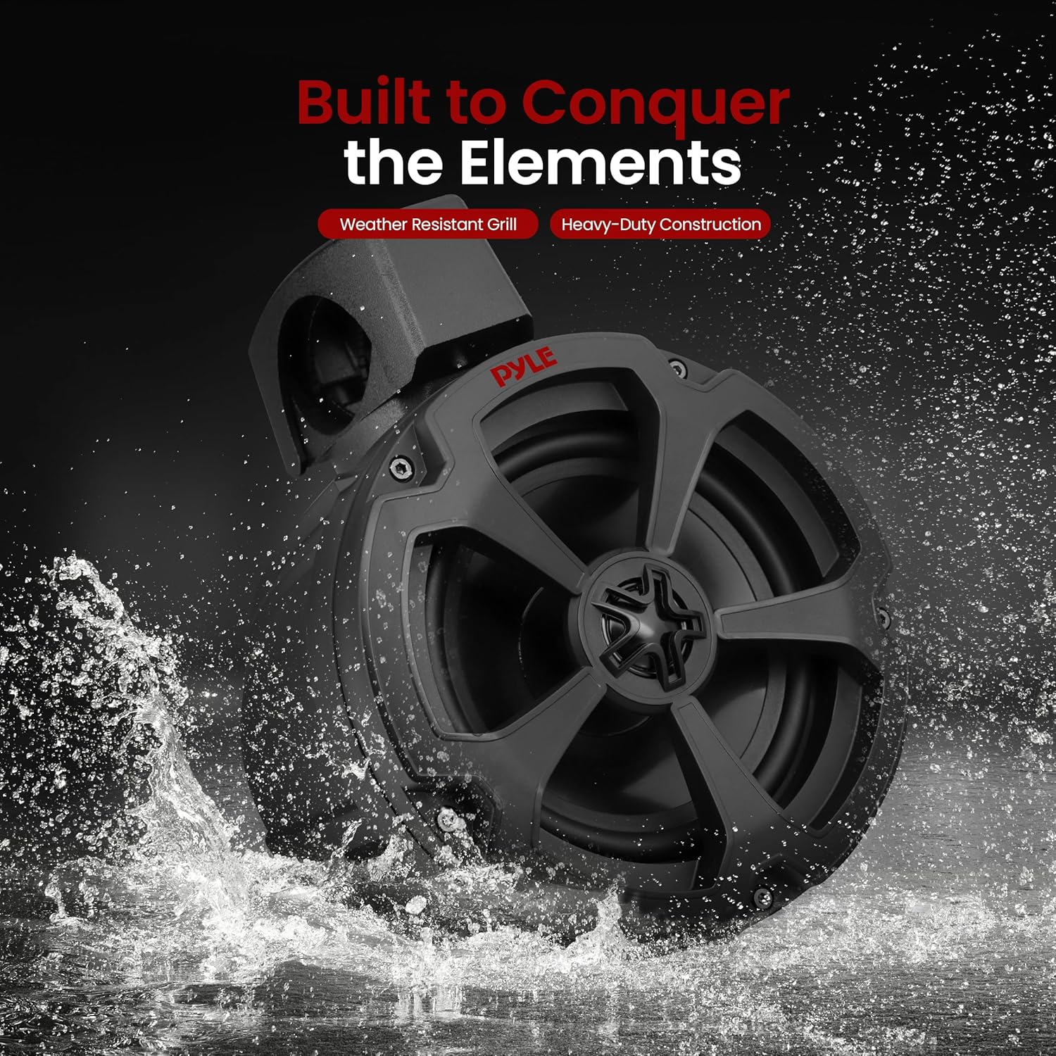 Pyle 6.5'' Water-Resistant Marine Off-Road Speakers - 1200 Watt Amplifier + Wireless BT Audio Controller- Marine, ATV, UTV, 4x4, Jeep, Wired RCA, for Boat Stereo Speaker & Other Watercraft