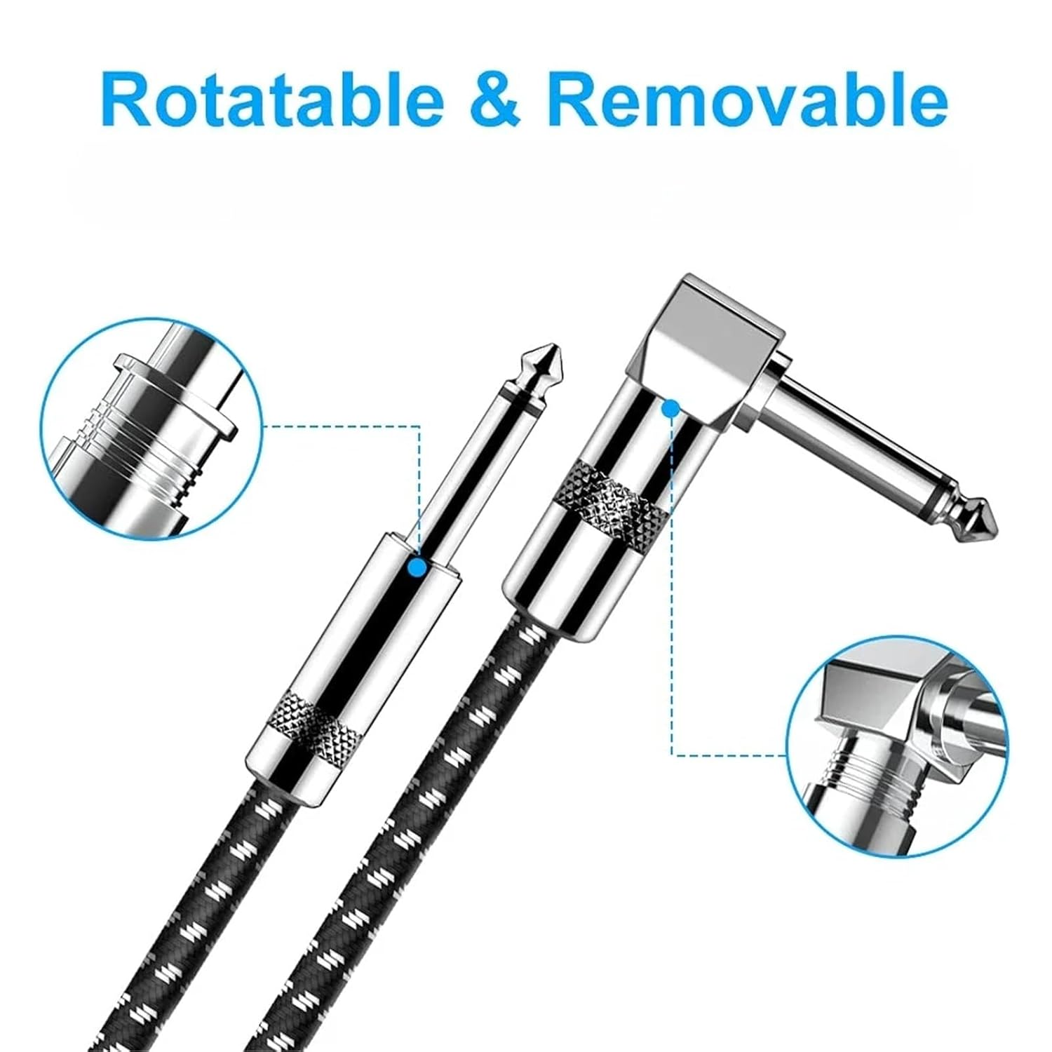 2Packs 6.5mm Guitar Cable Electric Instrument Patch Cable Bass AMP Cord 6.5mm 1/4 Straight Mono Cable for Mandolin Pro Audio(Straight-L-2PK,0.5m)