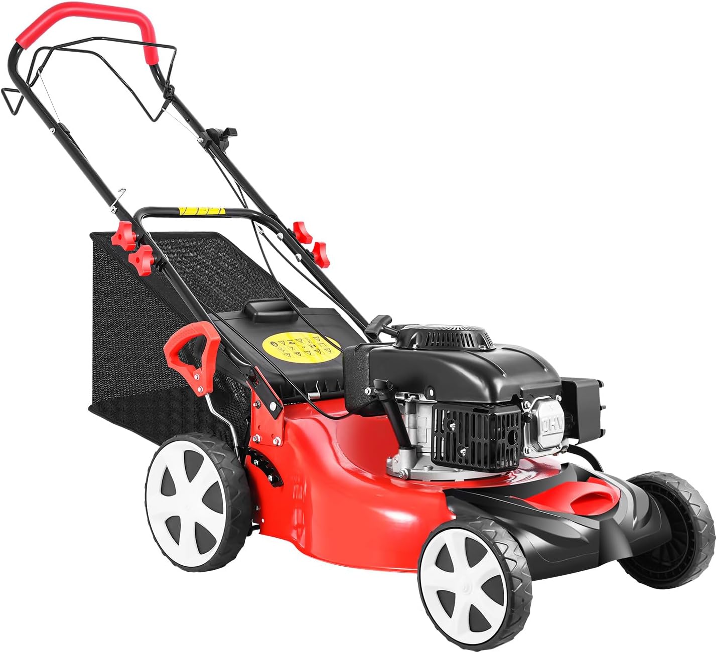 20Inch 5HP Self Propelled Gas Lawn Mower - 4-Stroke 140CC, 3-in-1 High Wheel FWD, 8 Gears Height Adjustable