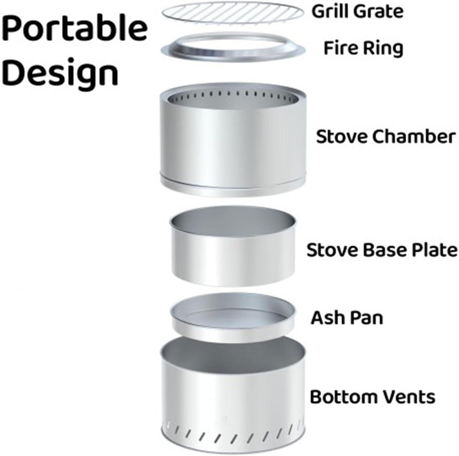 15 Inch Smokeless Fire Pits Outdoor Fire Pit Smokeless,Durable Stainless Steel for Wood Burning Smokeless Fire Pits for Patio Garden,Camping,Backyard