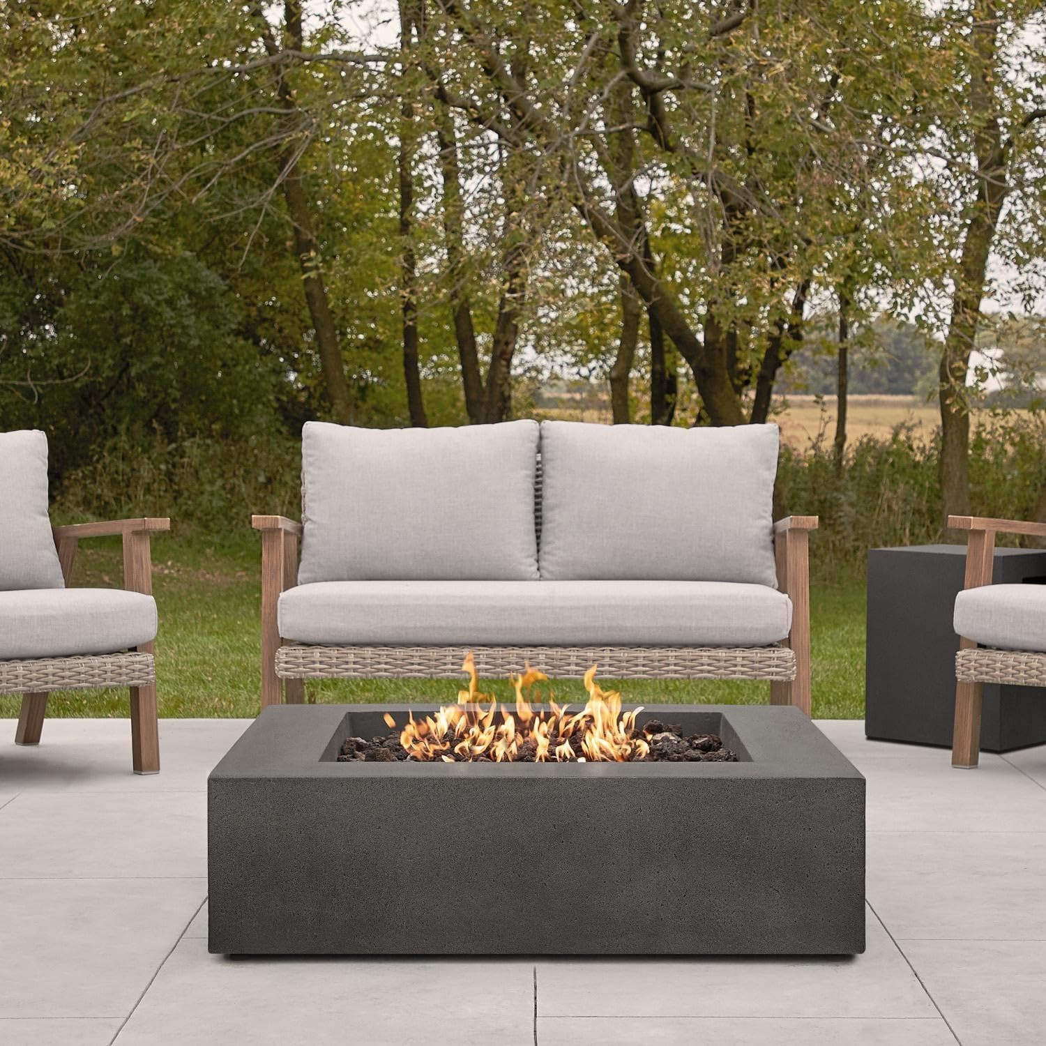 BBQGuys Signature La Valle 42-Inch Square Propane Fire Table - Carbon - 1592LP-CBN