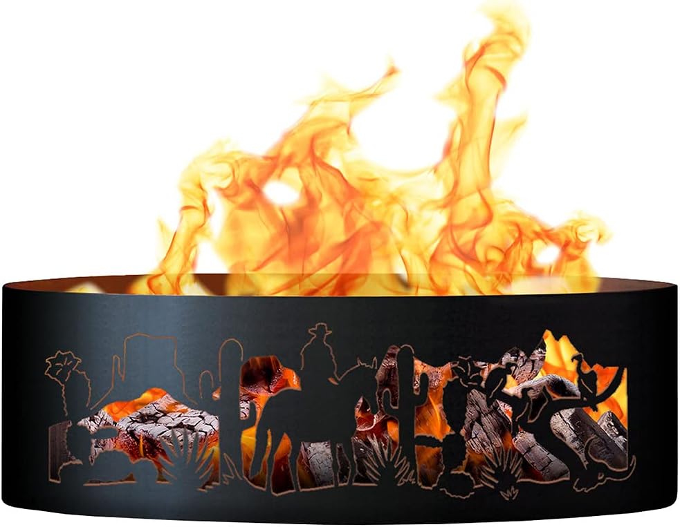PD Metals SW001648 Southwest Unpainted 12 in. Tall 48 in. Diameter Outdoor Fire Ring - 48 x 48 x 12 in. - Rustic Black Color