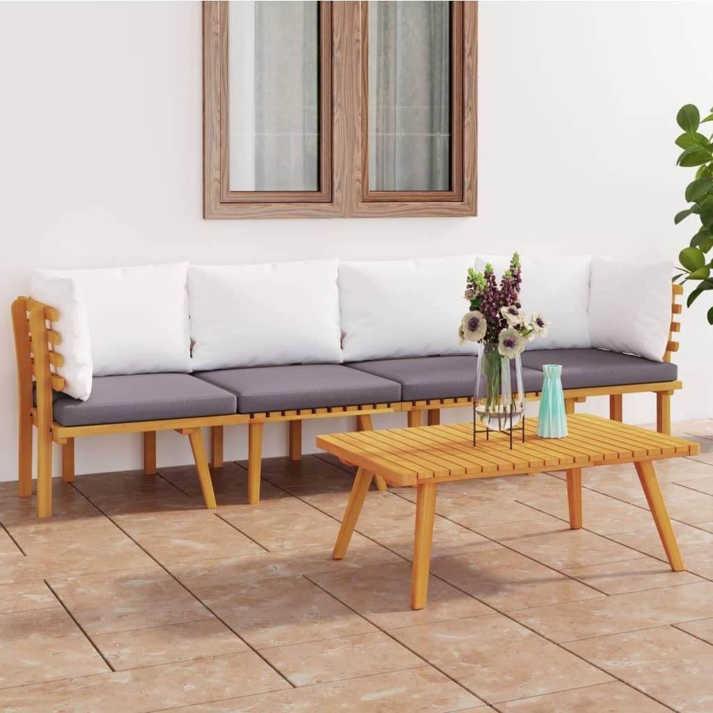 4 Piece Patio Lounge Set with Cushions Solid Acacia Wood,Relaxing Acacia Wood Patio Lounge Set for Garden and Terraces Patio Furniture Sets, Outdoor Furniture Sets