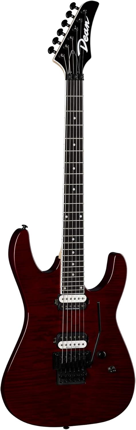 Dean Guitars MD 24 Select Floyd Rose 6 String Flame Top Electric Guitar, Right, Trans Cherry (MD24 FMF TCH)