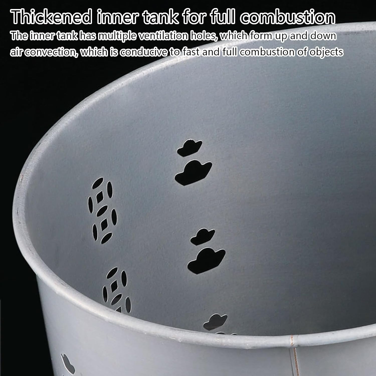 Garden waste incinerator，Stainless Steel Burn Barrel，waste incinerator，Stainless Steel Burn Barrel, Outdoor Fire Pits With anti-scalding handle,burn barrel trash，Fire Pit With liner ，outdoor, park(46.