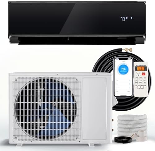 SIMOE 12,000BTU Mini Split Air Conditioner& Heater, 22 SEER2 Wall-Mounted Ductless AC Unit Cools Rooms up to 750 Sq. Ft, Compatible with Alexa, Inverter AC with 1 Ton Heat Pump, Black