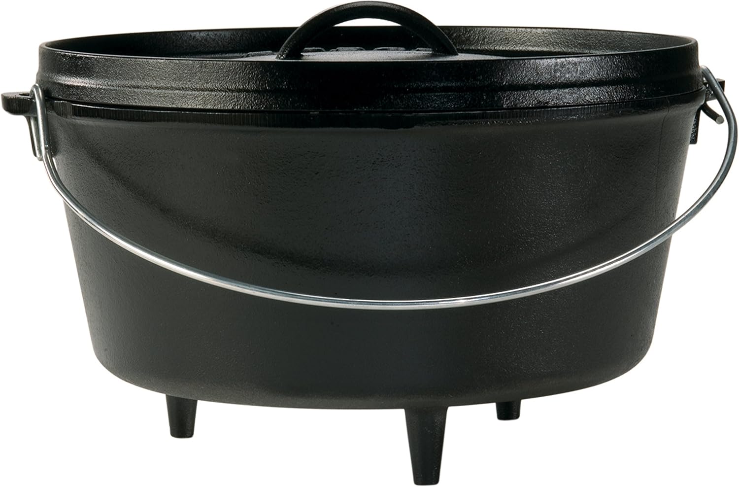 Lodge 8 Quart Pre-Seasoned Cast Iron Camp Dutch Oven with Lid - Dual Handles - Use in the Oven, on the Stove, on the Grill or over the Campfire - Black