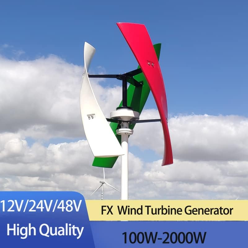 Wind Turbine, Energy Windmill 400w 600w 800w Vertical Axis Permanent Maglev Wind Turbine Generator 12v 24v 48v with MPPT Controller(White,24V)