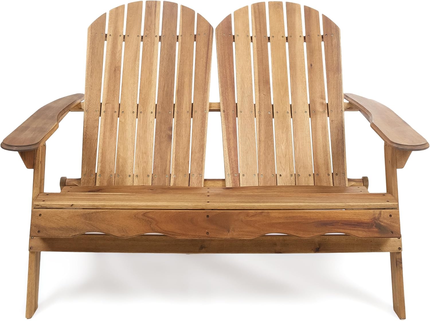 Adirondack Outdoor Chairs - Outdoor Loveseat with Slat-Backed, Wooden Patio Chairs with Wood Frame and Armrest for Fire Pit, Backyard, Garden, Poolside