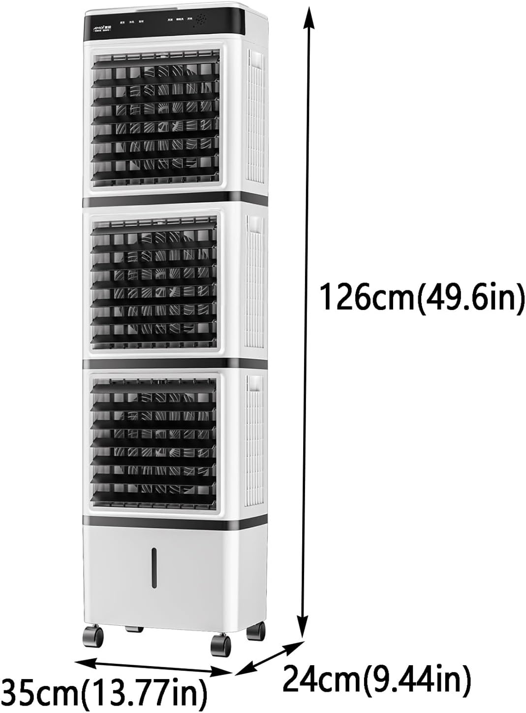 Mobile Air Conditioners, Portable Evaporative Air Cooler, Cooling Fan with Remote,12h Timer,14l Water Tank,3 Speeds, Personal Swamp Cooler for Room Office Garage Indoor Outdoor Use(126cm(49.6in))