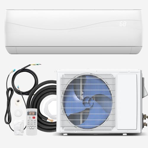 KOTEK 18000 BTU Mini Split AC/Heating System, 19 SEER2 Inverter Ductless AC Unit, Cools Up to 1250 Sq. Ft, Wall Mounted Air Conditioner with Heat Pump & Installation Kit (18000BTU, 208-230V, 19 SEER2)
