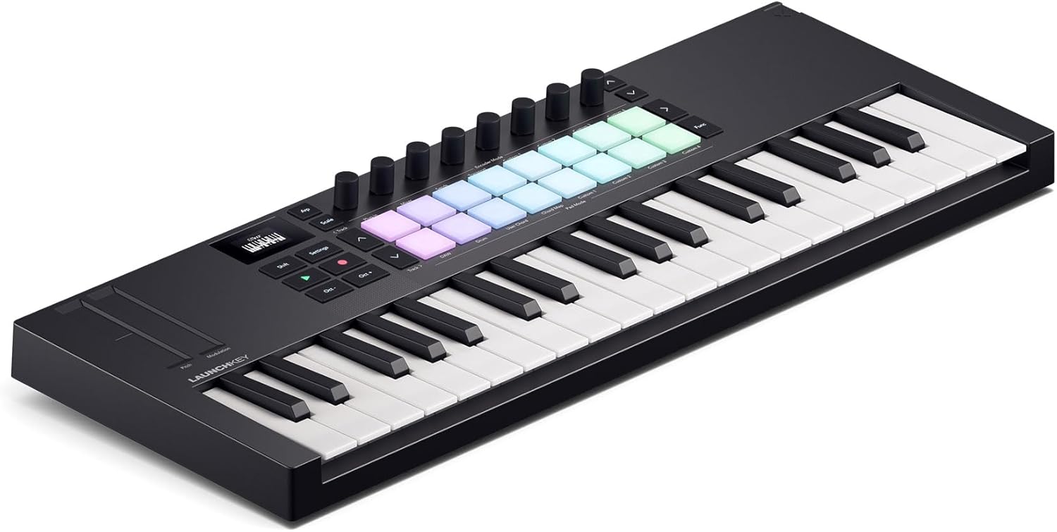 Audiosavings Bundle: Novation LAUNCHKEY MINI 37 MK4 37-key MIDI Ableton Live Keyboard Controller Bundle with Rockville RMC-XLR High-End Metal DJ Handheld Wired Microphone Mic (2 Items)