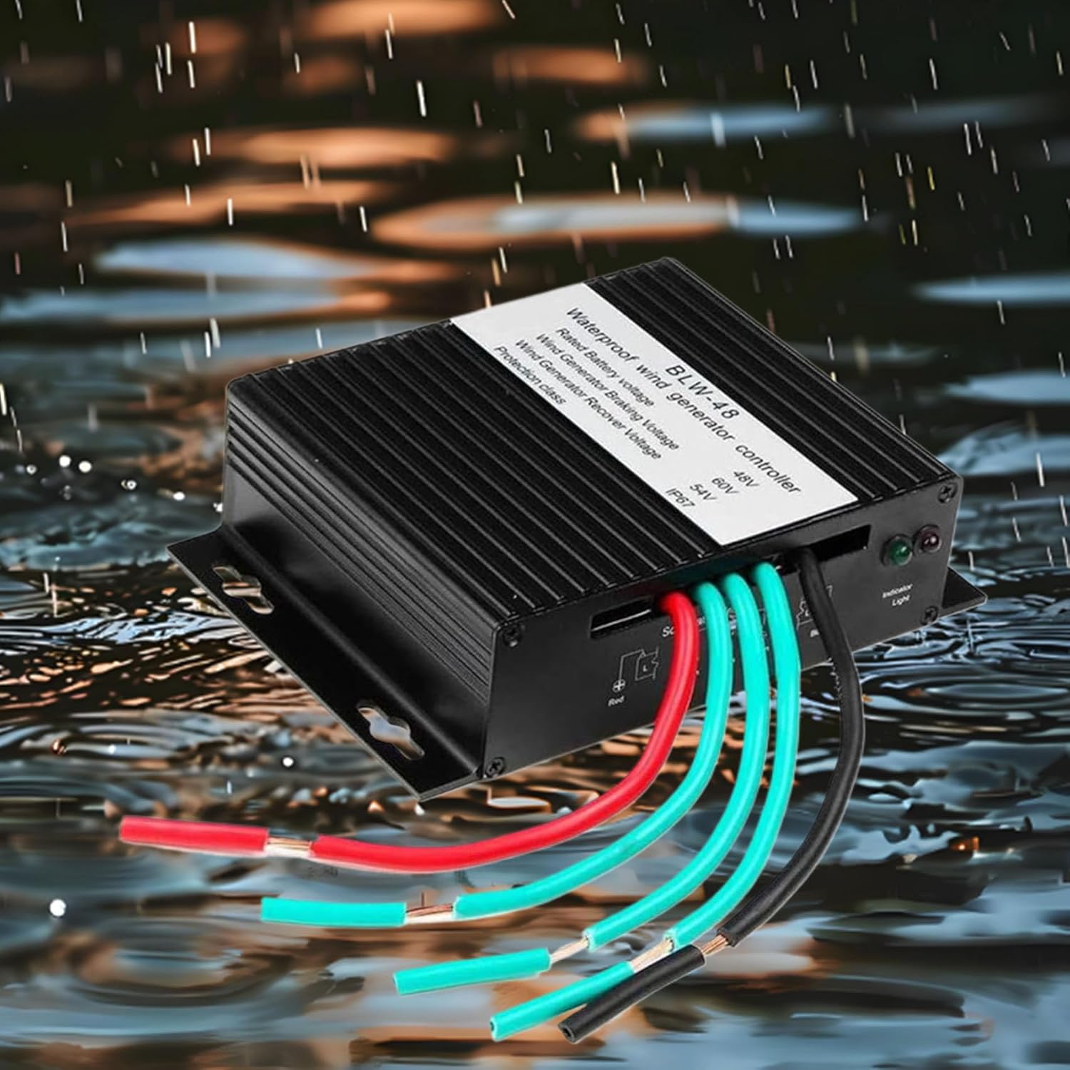 Black,24V, Wind Turbine Charges Controller, 12V/24V/48V 6000W‑10000W MPPT Wind Turbine Generator Controller, 16A IP67 Waterproof Wind Generator Controller for Wind Turbines