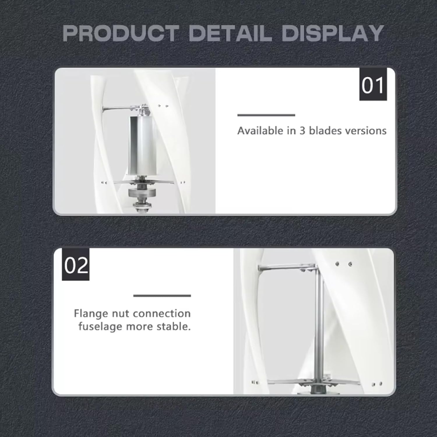 6000W Low Noise Vertical Wind Turbine Generator, 3 Blades with MPPT Hybrid Controller, Efficient Renewable Energy for Home, Farm & Street Use, 12V Wind Power System