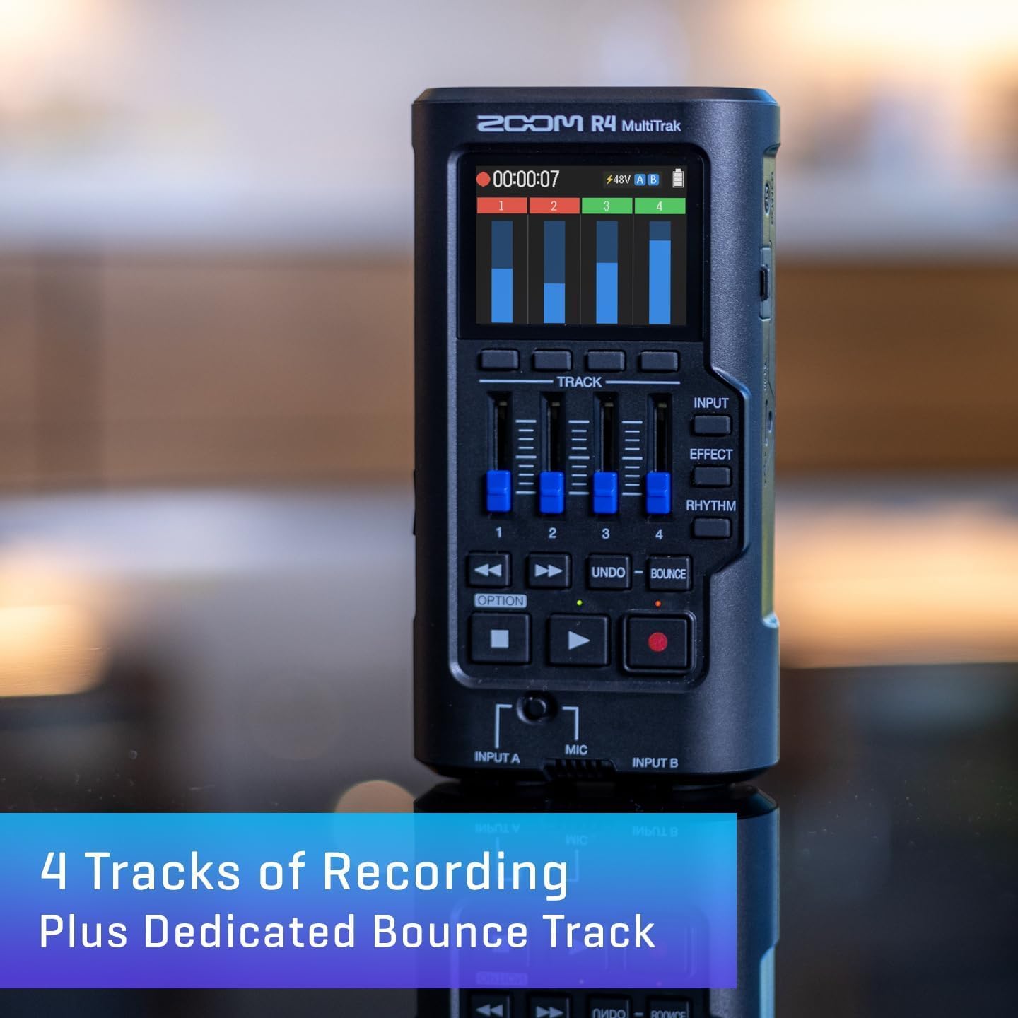 Zoom R4 MultiTrak 32-Bit Float Recorder with Stereo Bouncing Bundle with Over-Ear Stereo Headphones, Handheld Mics (2), 128GB microSDXC Memory Card, and Accessories