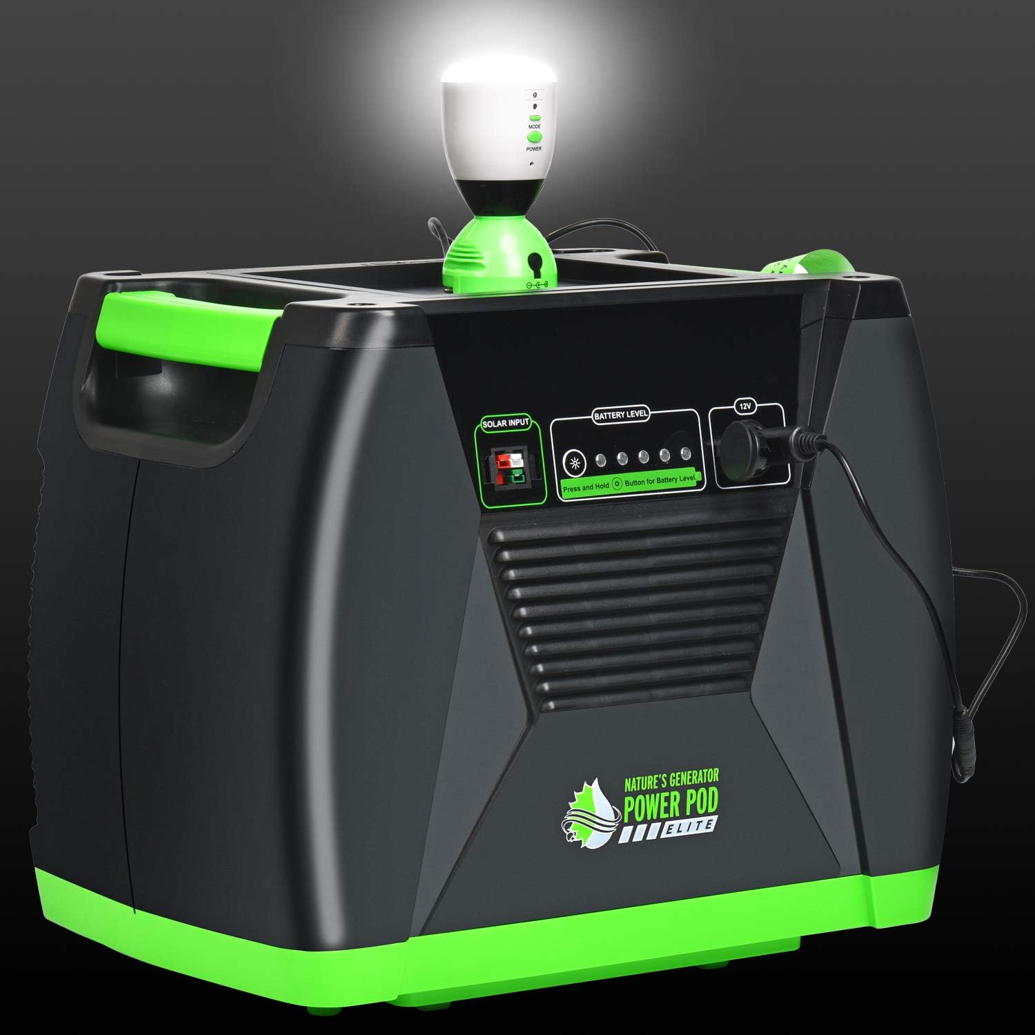 Nature's Generator Power Pod Elite-AGM Sealed Lead Acid in 100Ah with 12V DC Port and 35in Expansion Cable to Extend Nature's Generator Elite's Using Time HKNGPDEL