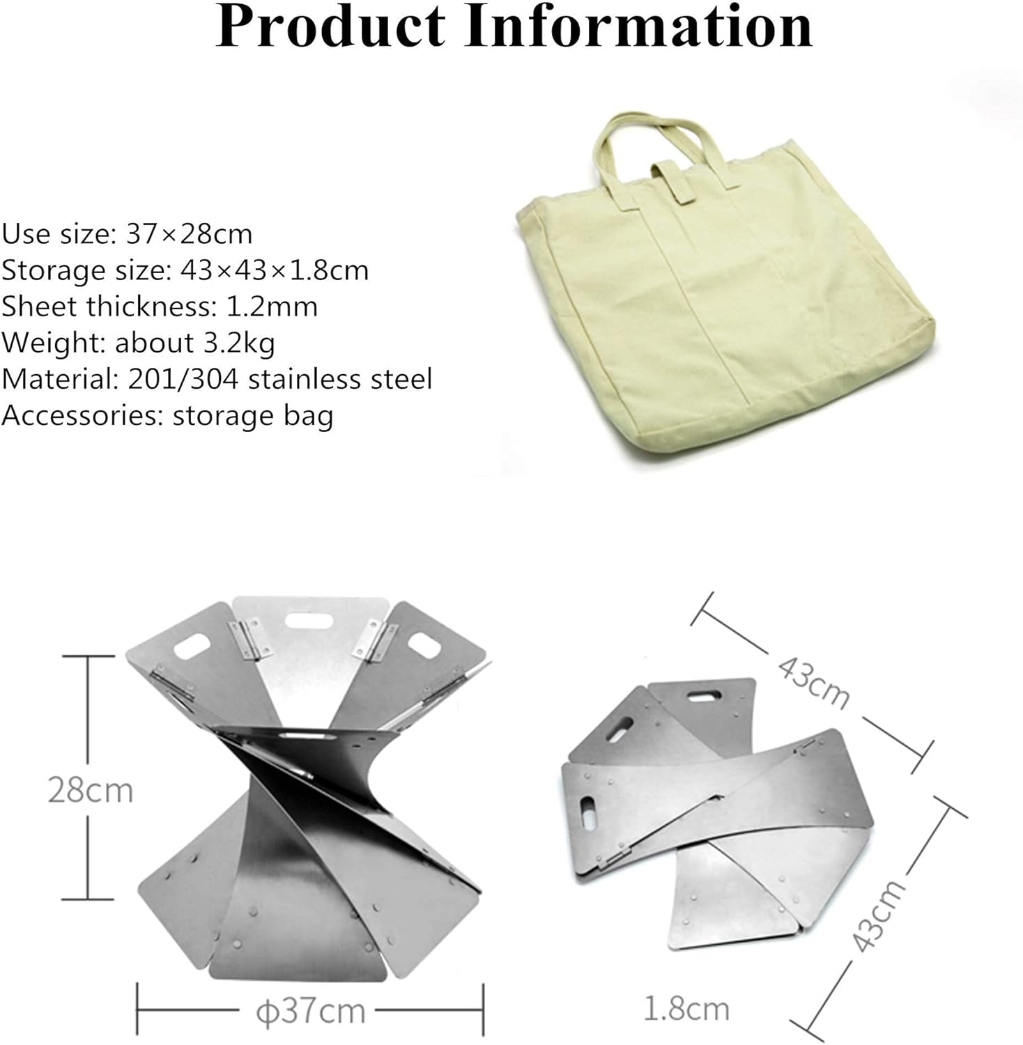 Large Cast Iron Garden Fire Pit Basket for Party,Creative Foldable Fire Pit,Outdoor Heater Firebowl Wood Burning,Stainless Fireplace for Charcoal Burning