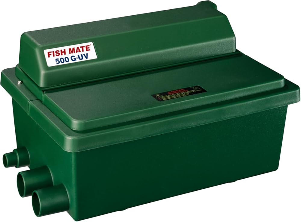 Fish Mate 500GUV Gravity Pond Filter - UV + Biological Filtration for Clearer Water, Ideal for Ponds up to 500 Gallons