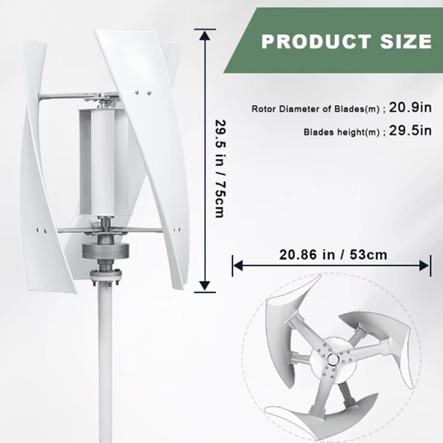 Wind Turbine Generator, 3000W 12V 24V 48V 220V Portable Vertical Helix Wind Power Turbine Kit with Charge Controller Suitable for Outdoor Courtyard Use,220v