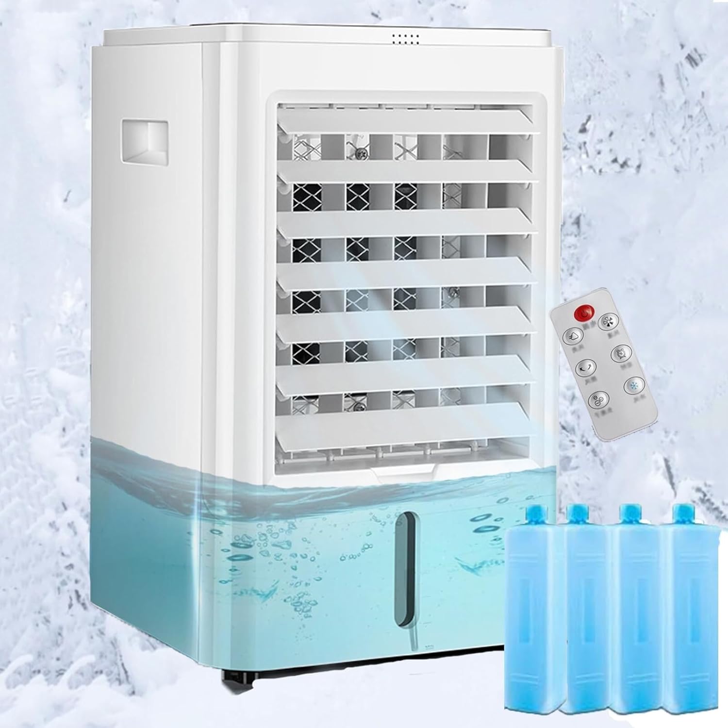 Portable 4-in-1 Air Conditioner with 3 Speeds & 4 Modes, 4L Water Tank, Remote Control, Evaporative Cooling Fan for Home, Office, Truck, RV (12V/220V)(24V/220V)