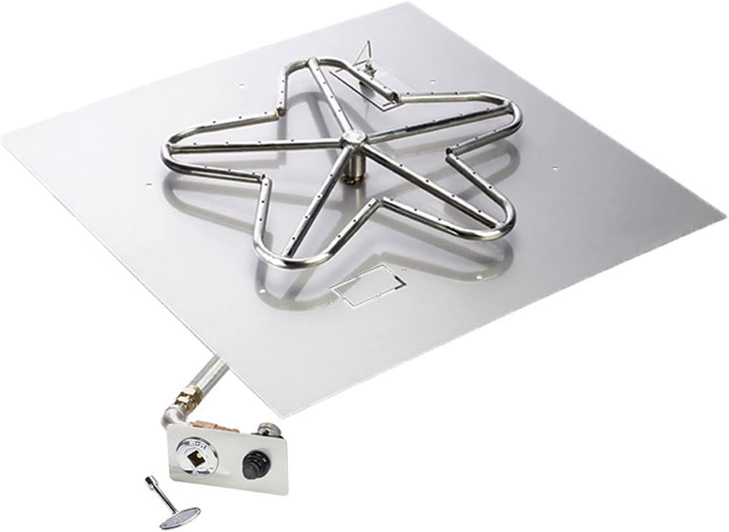 HPC Fire Spark Ignition Fire Pit Burner Kit (PENTA30-FPK-SQ-NG), 30x30-Inch Flat Pan, Natural Gas