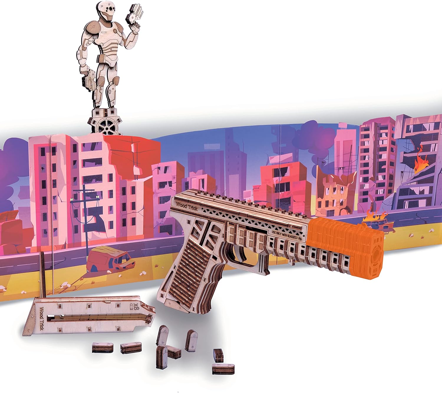 Wood Trick Electric Shooting Target Game 3D Wooden Puzzles for Adults to Build - Target Shooting Games for Adults - Wooden Model Kits for Adults