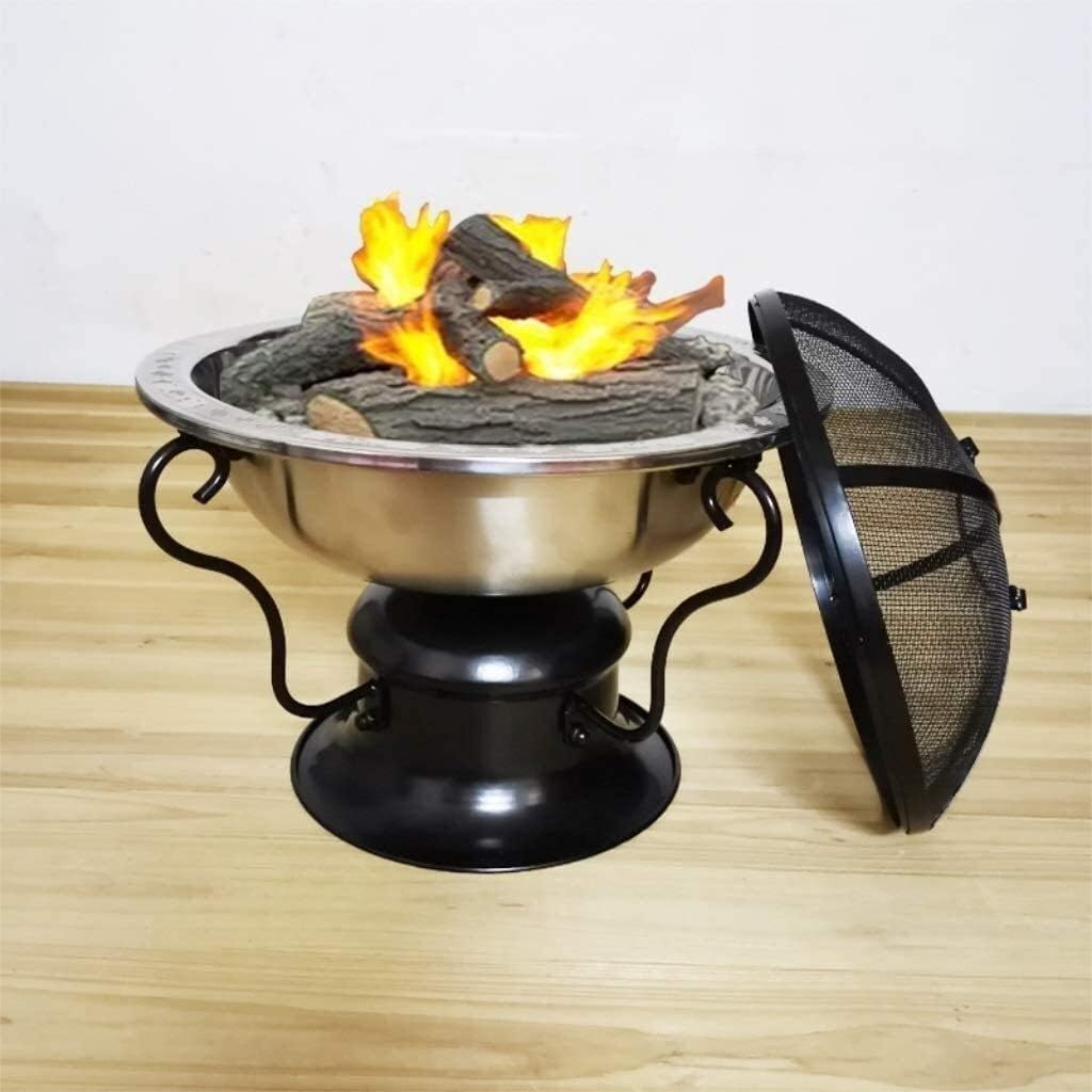 Fire Pits Outdoor Wood Burning Heavy Duty Cast Iron Fire Pit | Large Wood Fire Pit | Outdoor Patio Décor,Outdoor Carbon Stove Indoor Stainless Steel with Cover BBQ Cooking for Outside Camping Backyar