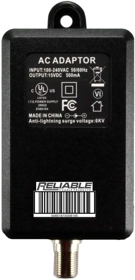 Reliable Cable Products 9 Port Bi-Directional Cable TV Splitter Signal Booster/Amplifier Kit with Active Return Zero Signal Loss includes F59 Terminators and Superflex 3' Dedicated Power Cable