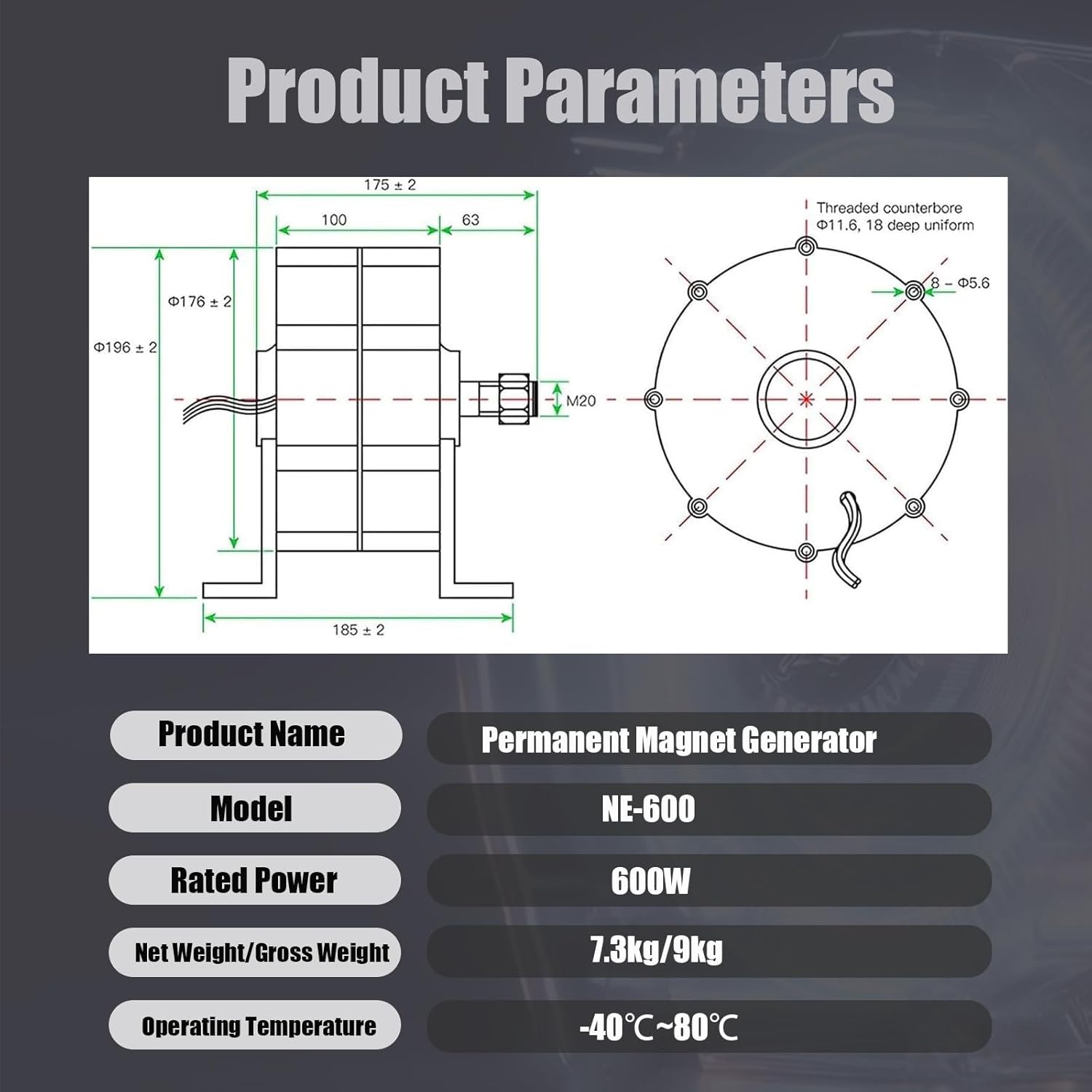 Permanent Magnet Generator, 600w Three Phase Electric AC Alternator for Vertical or Horizontal Wind Turbine Wind Generato with Rectifier 48V