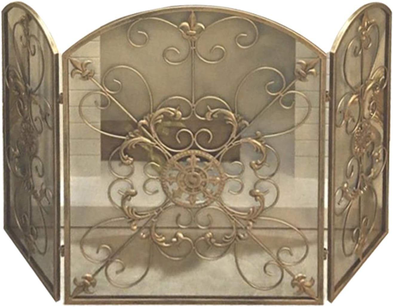 Spark Guard 3-Panel Foldable Fire Screen Guard,Antique Silver Ornate Fire Guard Fireplace Spark Guard Fireplace Screen Protector Safety Cover -47.6 ×31.5 in,