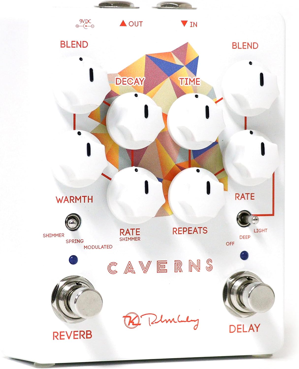JHS Pulp N' Peel V4 Compressor Guitar Effects Pedal & Keeley Caverns V2 Reverb and Delay Pedal, White (KCav2)