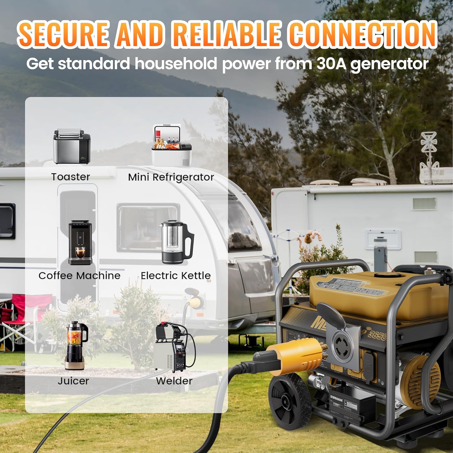 MECMO 4 Prong 30 Amp Generator Splitter Y Adapter NEMA L14-30P to 2X L14-30R, 10 AWG SJTW Generator Locking Power Cord Cable, NEMA L14-30P to 5-15R 5-20R Generator Adapter, 4 Prong Twist Lock