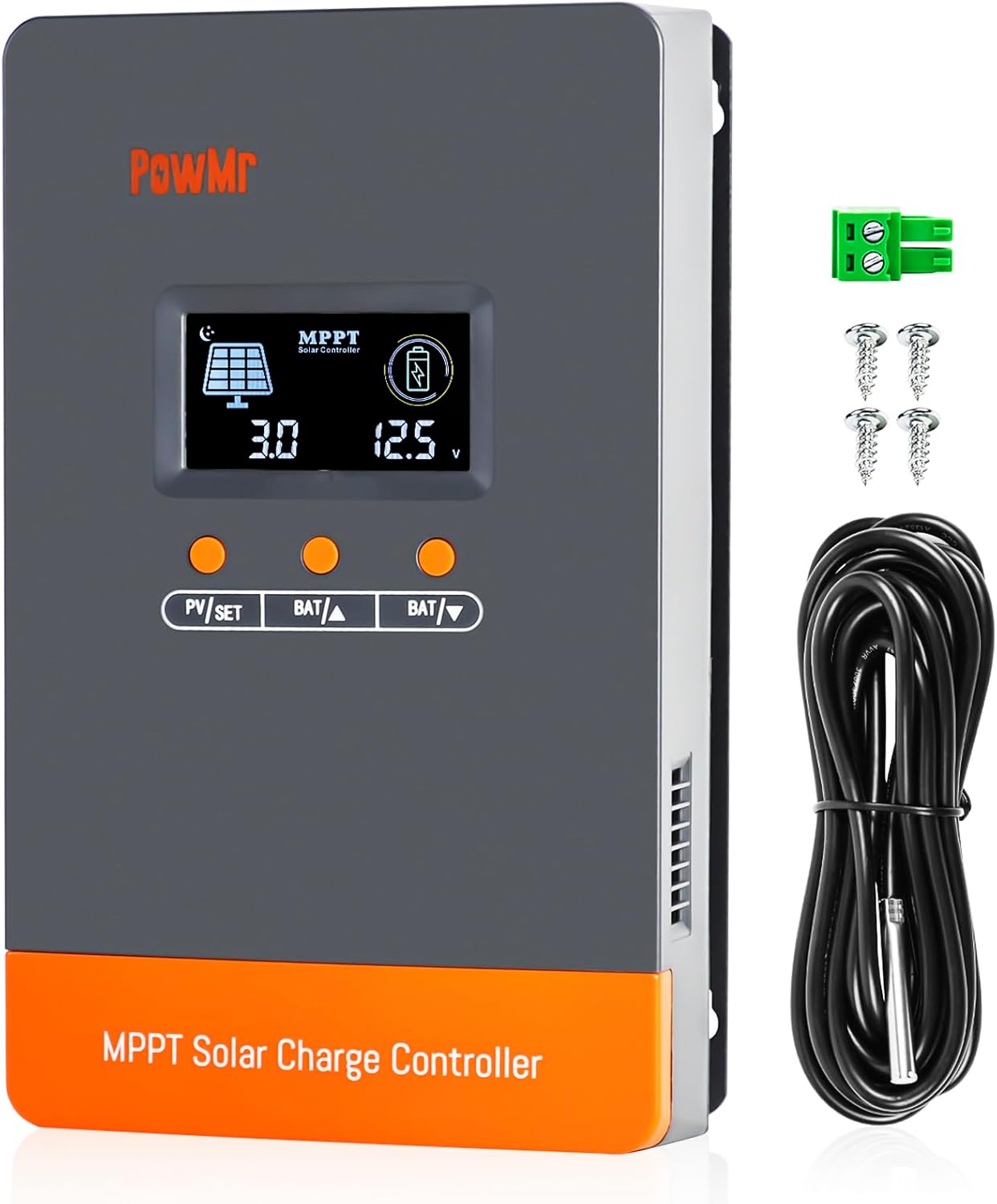 PowMr 100A MPPT Solar Controller 12V/24V/48V Auto, MPPT Charge Controller 100 Amp w/ LCD Display, Support 12(Max) Solar Regulator Connections in Parallel, Work with Lead-Acid and Lithium Batteries