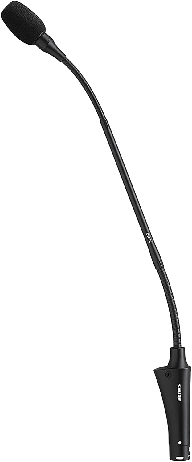 Shure CVG12-B/C Gooseneck Condenser Microphone, 12-Inch, Inline Pre-Amp, Flange Mount, Cardioid (Black) & A400SM Recessed Shock Mount for All Microflex and Easyflex Gooseneck Microphones