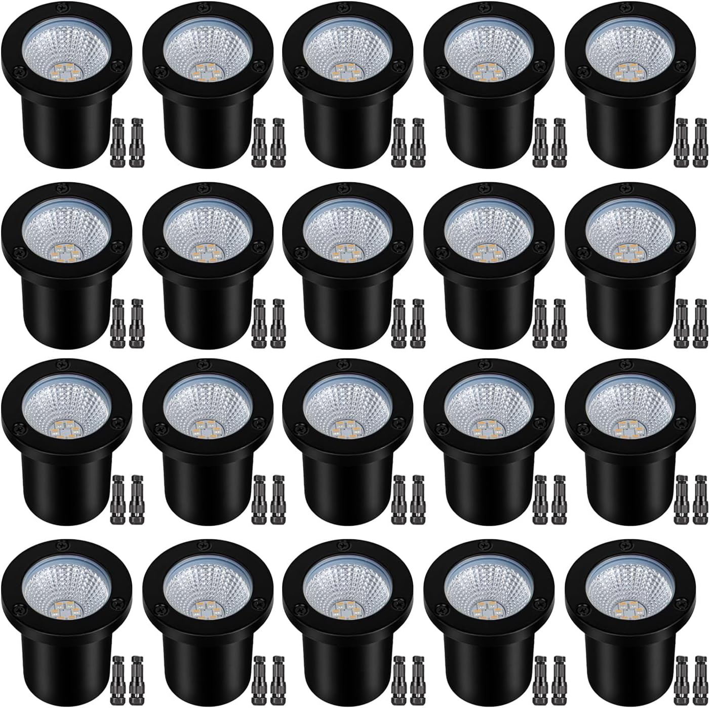 Low Voltage Landscape Lights Well Lights Landscape LED in Ground Light IP67 Waterproof Outdoor Landscape Lighting with Connectors for Pathway Garden Yard Fence Deck (Warm White 3000K)