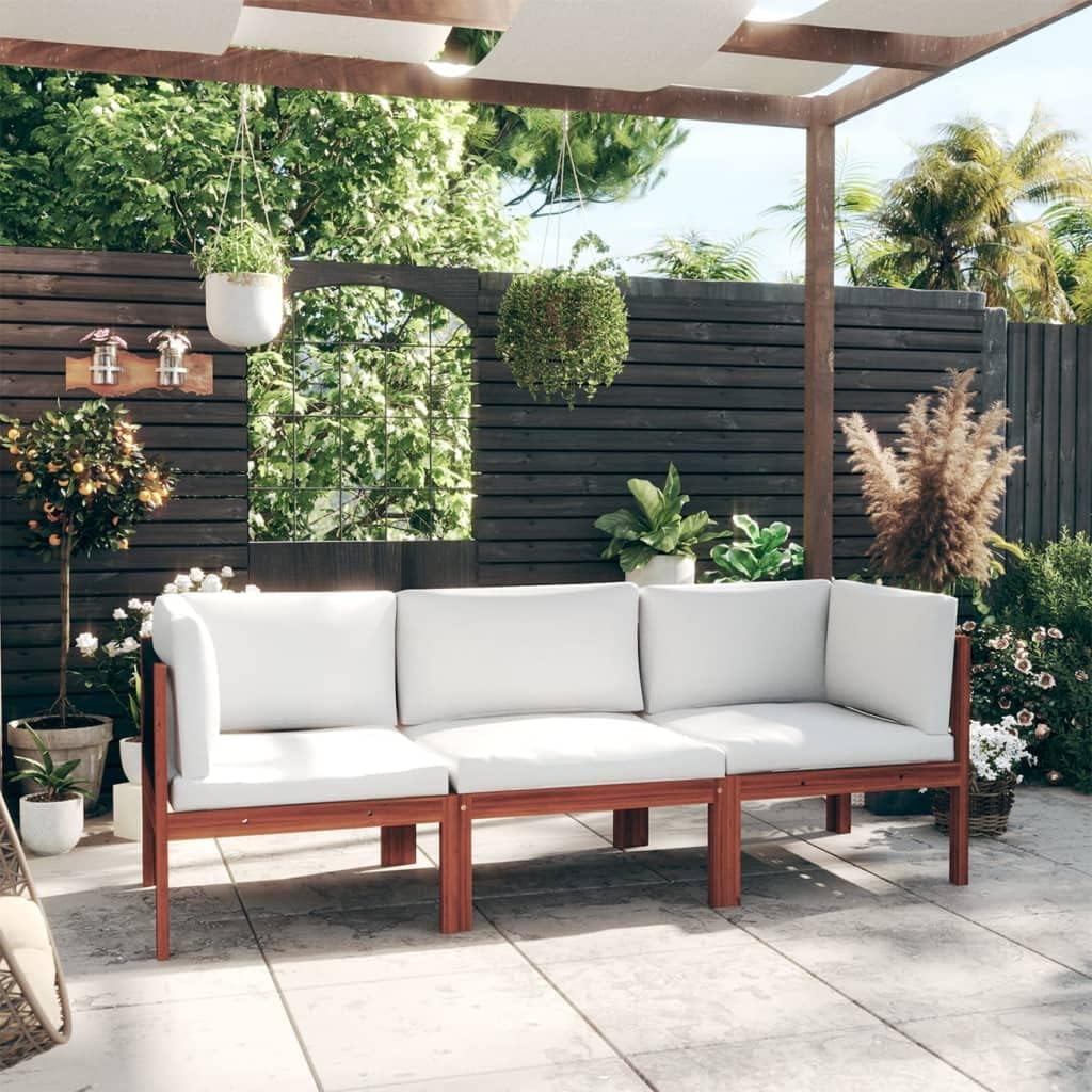 Furniture Sets 3-Seater Patio Sofa with Cushion Solid Acacia Wood,Wooden Acacia Wood Sofa for Outdoor Patio and Garden with Removable Cushions Garden Conversation Sets