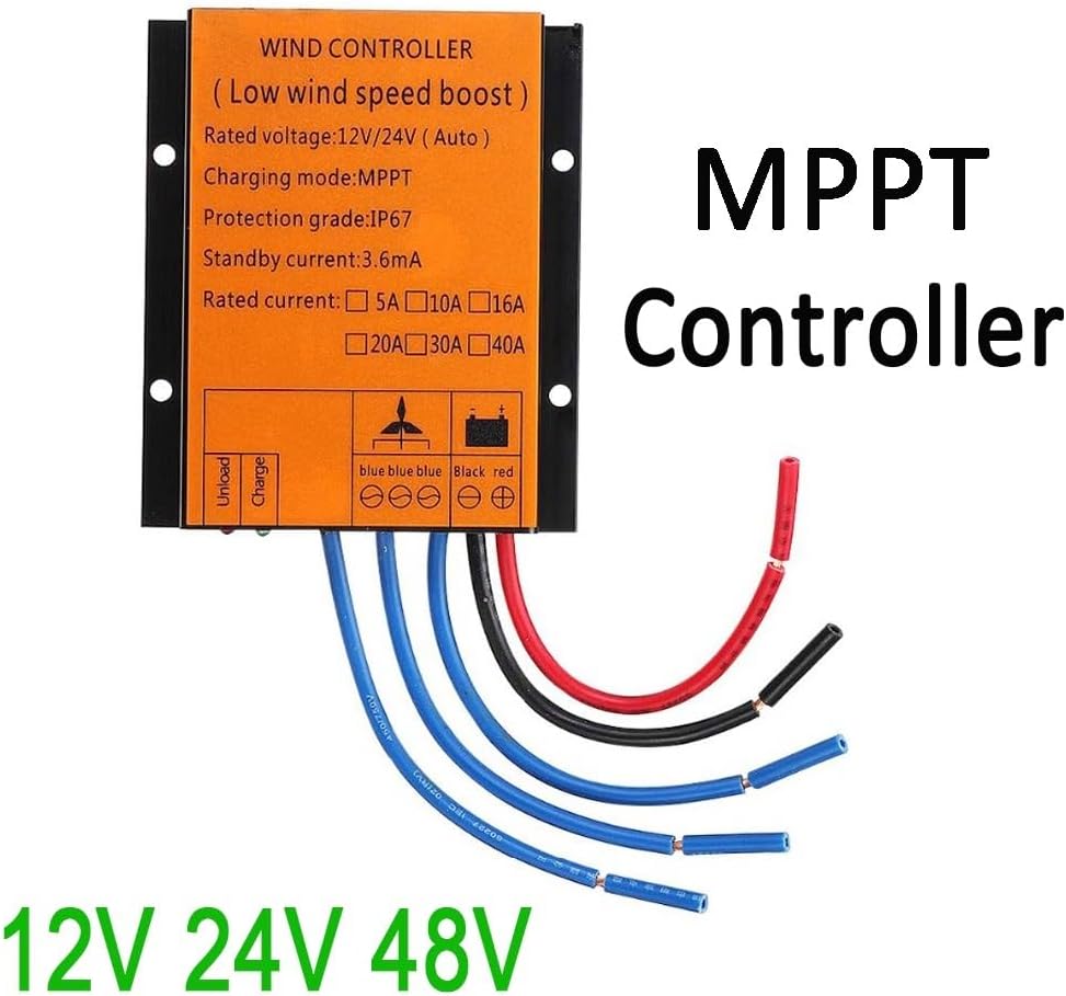 Wind Turbine Generators Kit 20KW 12V 24V 48V Horizontal Wind Turbine Generator 20000W Windmill with MPPT Charge Controller for Home Mountain Low Starting Speed for Home(12V_20KW)