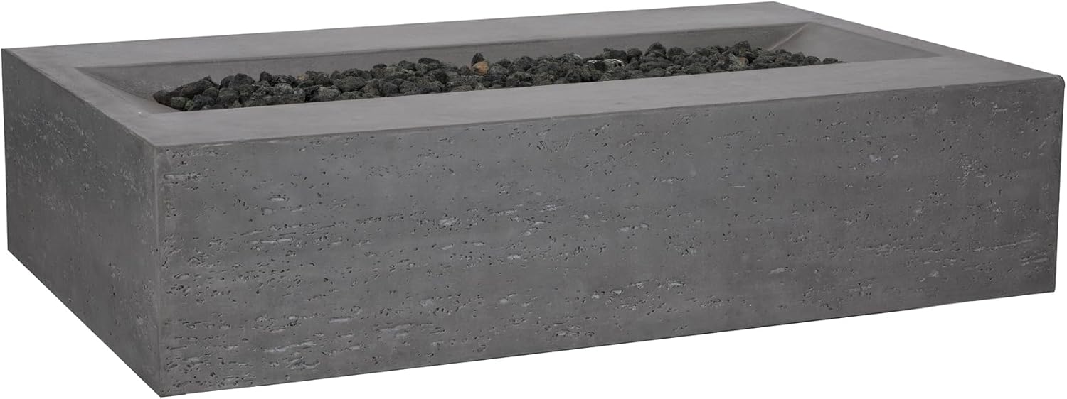 Pyromania Millenia Outdoor Concrete Fire Pit Table, 48 x 30 Inches - Propane Model in Slate Gray Color