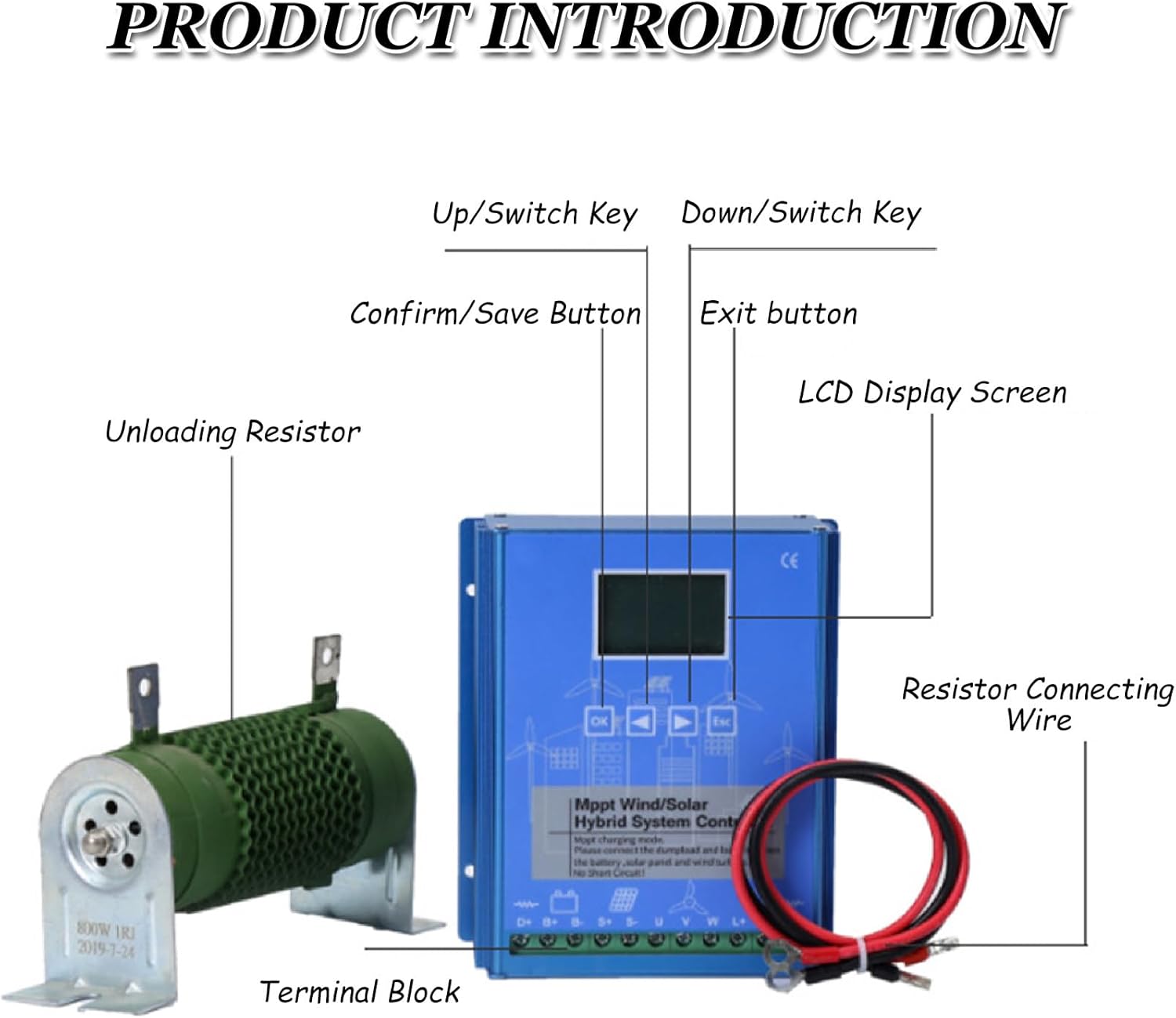 18000W MPPT Wind & Solar Panel Regulator Hybrid Charge Controller, 12V 24V 48V Automatic Wind-Solar Hybrid Charge Controller for Lead Acid Gel Power Supply,48V