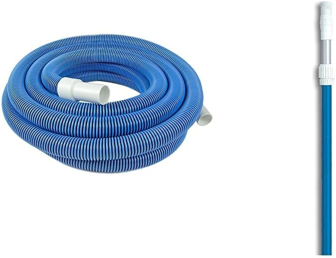 Poolmaster Heavy Duty In-Ground Pool Vacuum Hose + SWIMLINE Telescopic Pole for Pool Cleaning
