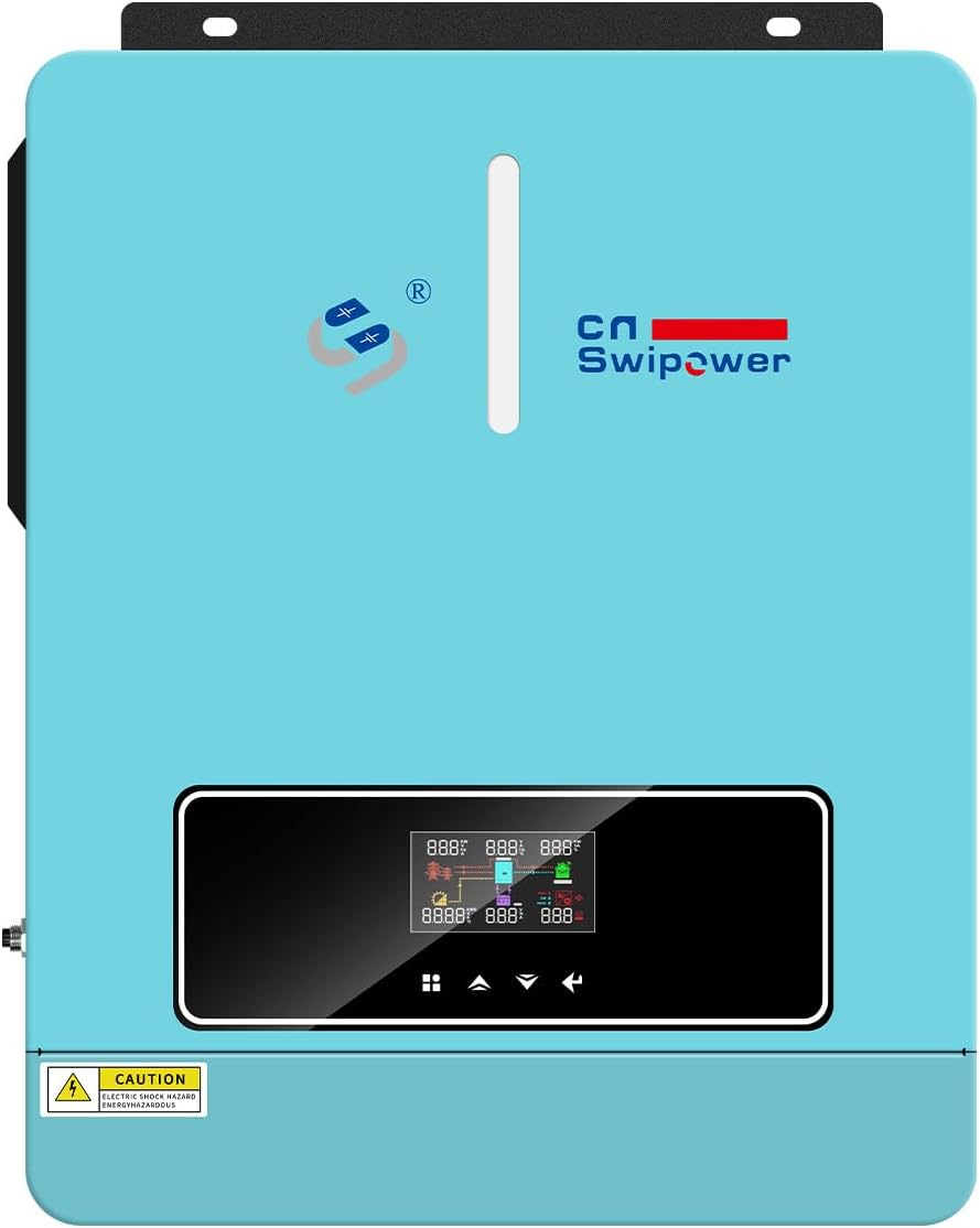 3600W Hybrid Pure Sine Wave Power Inverter with 120A MPPT Solar Charger - DC 24V (Range20V - 30V) to AC 110V 60HZ, for Home Backup, RV Off-Grid, Solar Systems