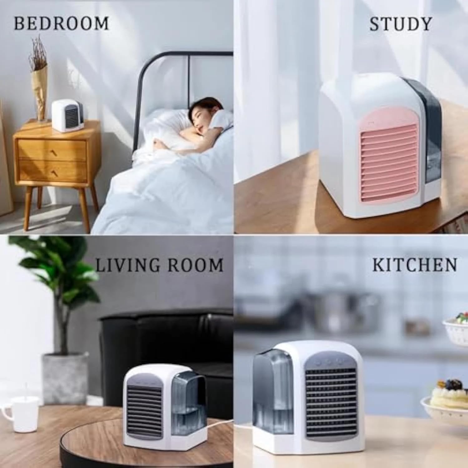 2025 Upgraded Portable Air Conditioner - 4-in-1 AC with Ice Mist Technology, 3 Speeds, 380ml Tank, Ultra-Quiet for Home, Office, Bedroom, Travel (Blue)