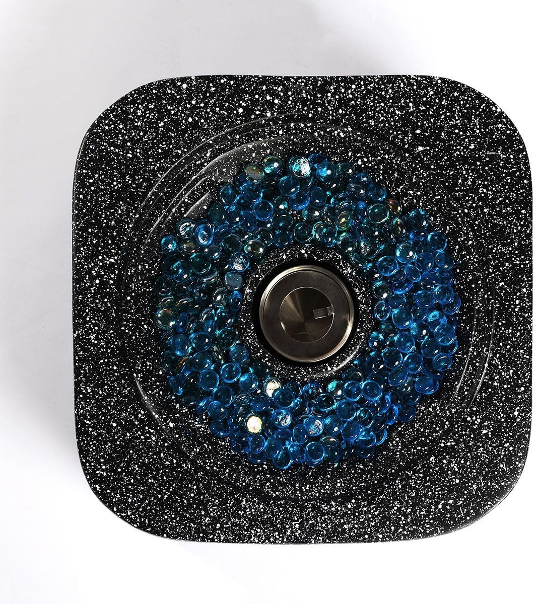 Tabletop Smokeless Fire Pit Bowl for Indoor & Outdoor Use Modern Concrete Outdoor Heater for Patio with Blue Fire Glass Small Decorative Fire Feature for Balcony Backyard & Tabletop Ambiance