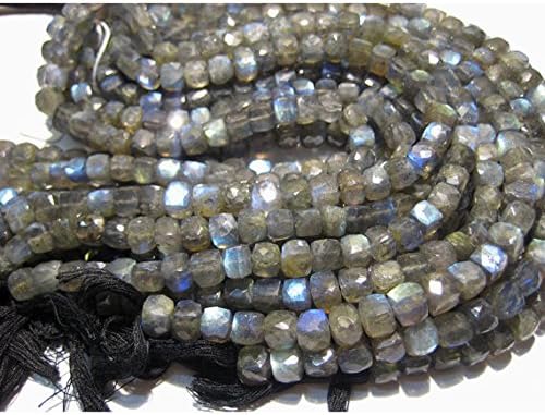 13 inch natural beads strand of 7mm faceted box amazonite gemstone beads for DIY jewelry - necklace, bracelet, earring, ring.