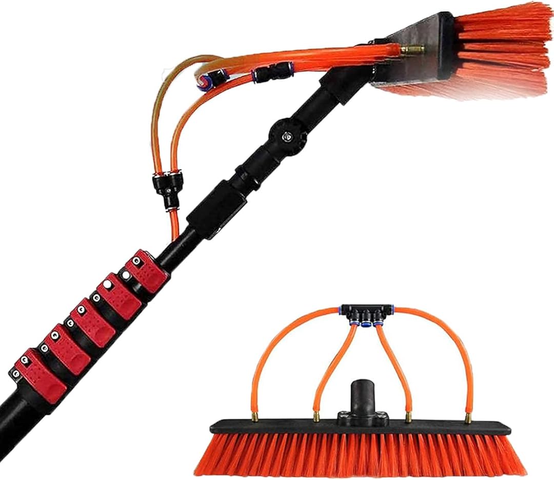 Solar panelcleaning Brush and Pole,Water fed Pole,Conservatory Roof Cleaning Tools,Suitable for Cleaner Conservatory Roof Photovoltaic Panel Cleaning 50cm Brush Head-7.2M